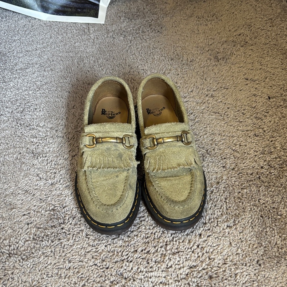 Dr. Martens Olive Suede Kiltie Horsebit Loafers